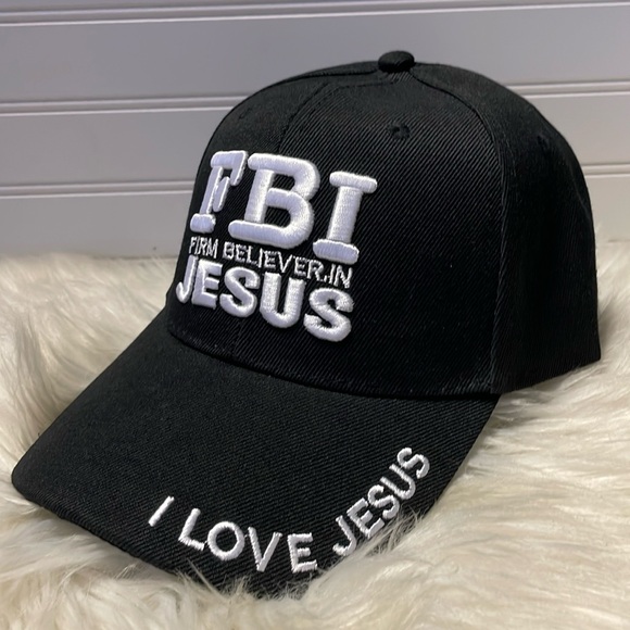 FBI- Firm Believer in Jesus Black Embroidered Baseball Cap - Picture 2 of 12
